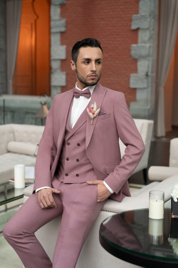 costume de marié rose poudré Monsieur Pronuptia- Elias