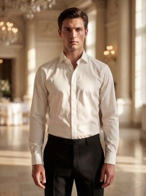 chemise blanche ou ivoire col classique monsieur pronuptia