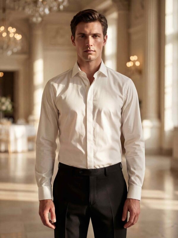 chemise blanche ou ivoire col classique monsieur pronuptia