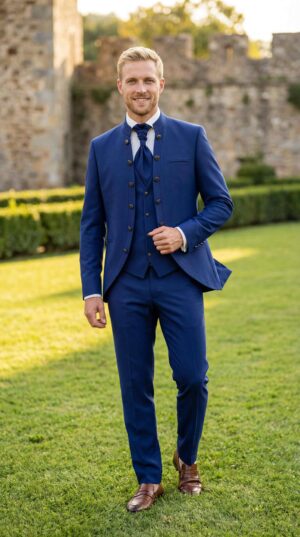 costume col mao lavaliere bleu parlement Téo Monsieur Pronuptia