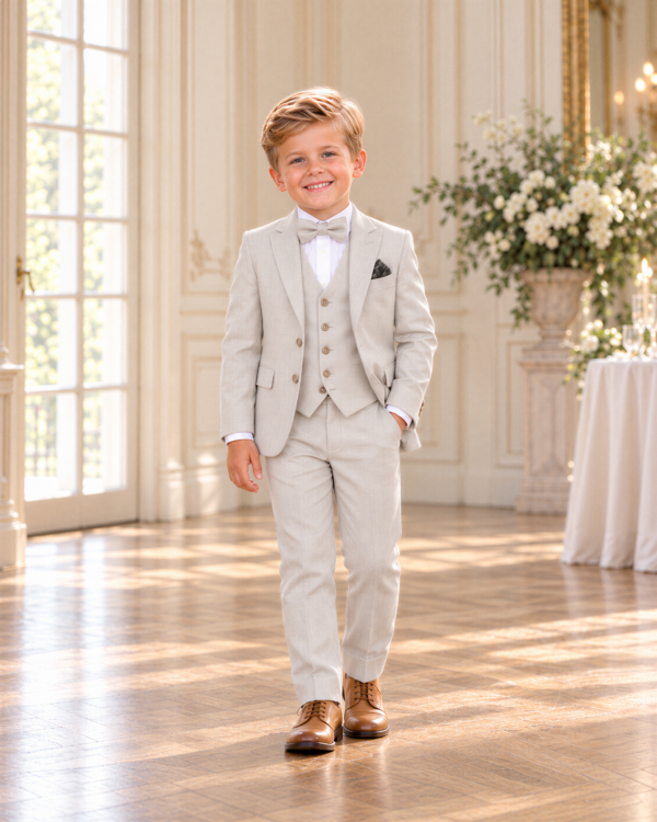 BEN_BEIGE Ben Beige – Costume enfant assorti au modèle homme Maxim Beige