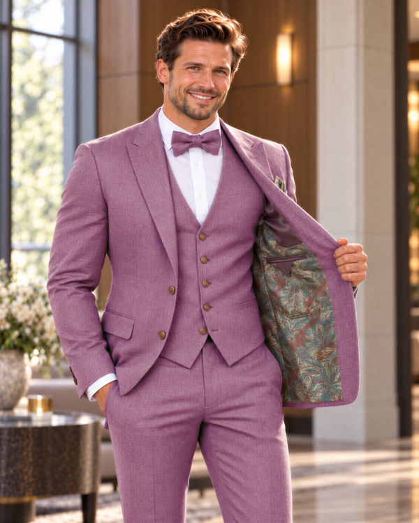 MAXIME-OPEN_ROSE Maxim – Costume de mariage rose lie de vin