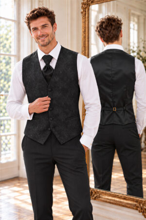 GILET-NOIR Le Set de Gilets Noir ( Gilet/lavallière/Pochette )