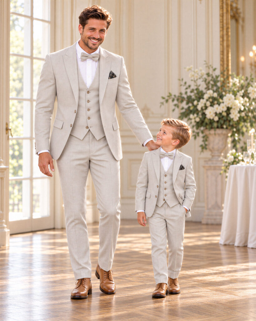 Ben Beige – Costume enfant assorti au modèle homme Maxim Beige