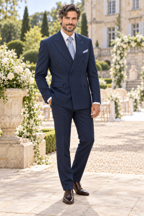 Costume Sacha croisé Bleu: élégance et caractère