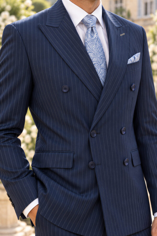 Costume Sacha croisé Bleu: élégance et caractère