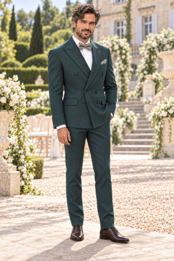 Costume Sacha croisé Vert: élégance et caractère