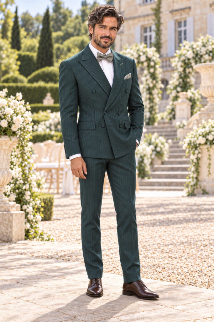 Costume Sacha croisé Vert: élégance et caractère